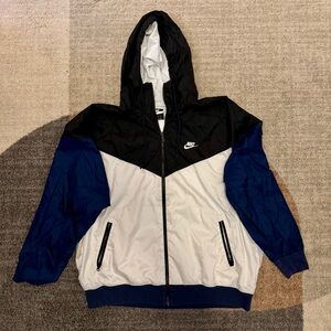 Nike - Men's Black, White, and Blue Windrunner Windbreaker Jacket - XL